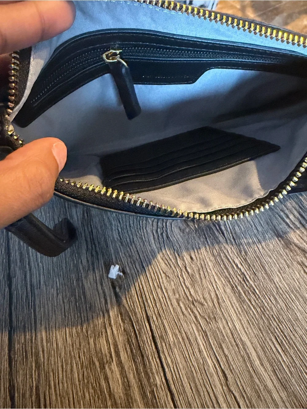 Black Pearl & Denim Patch Wristlet Clutch